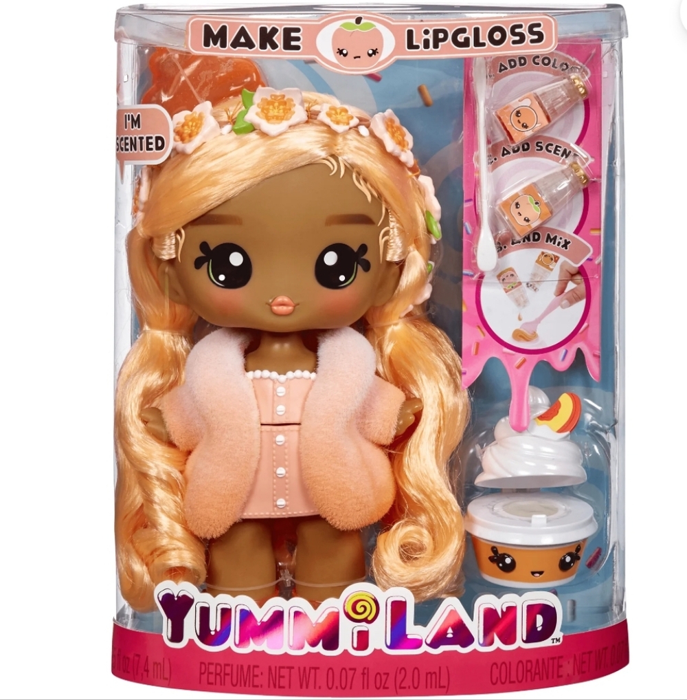 YummiLand Large Doll PiperPeach, Lip Gloss Pet And DIY Lipgloss Kit